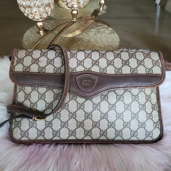 100% Authentic gucci vintage GG canvas crossbody bag - Picture 1 of 13